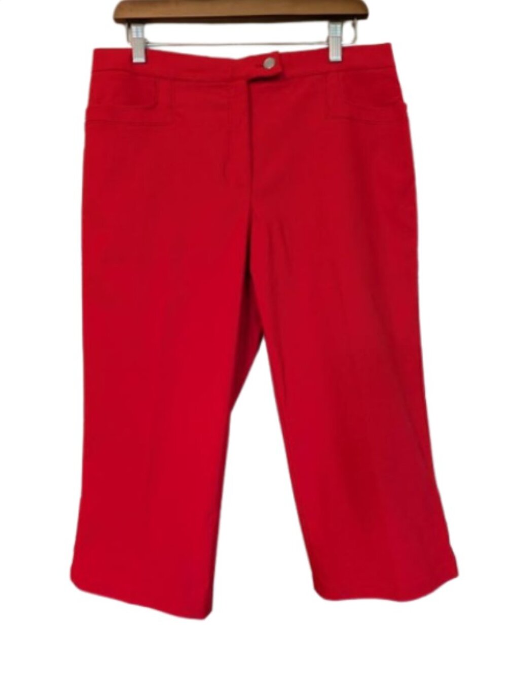 Conrad C Petite Red Capri Viscose Blend Pants Size 14 NWT Stretch Pull-On Crop
